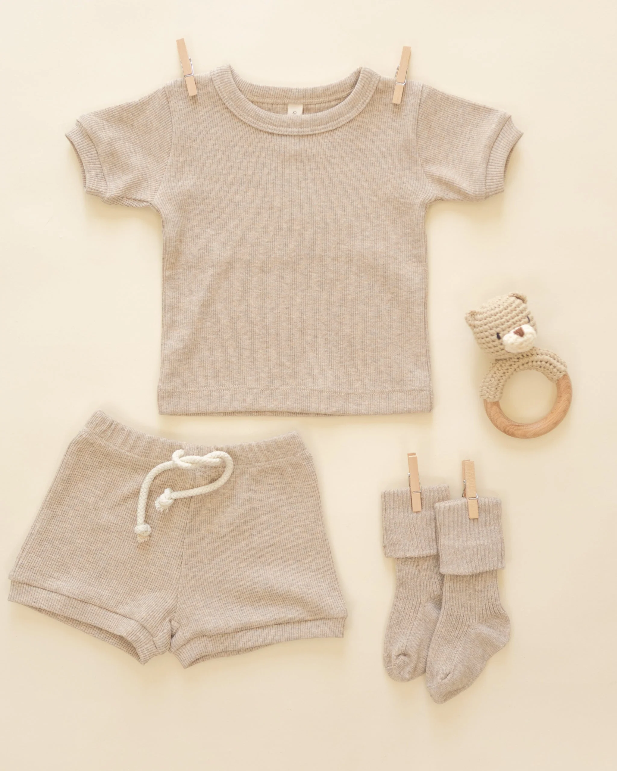Ribbed Shortie Set || Taupe - Image 2