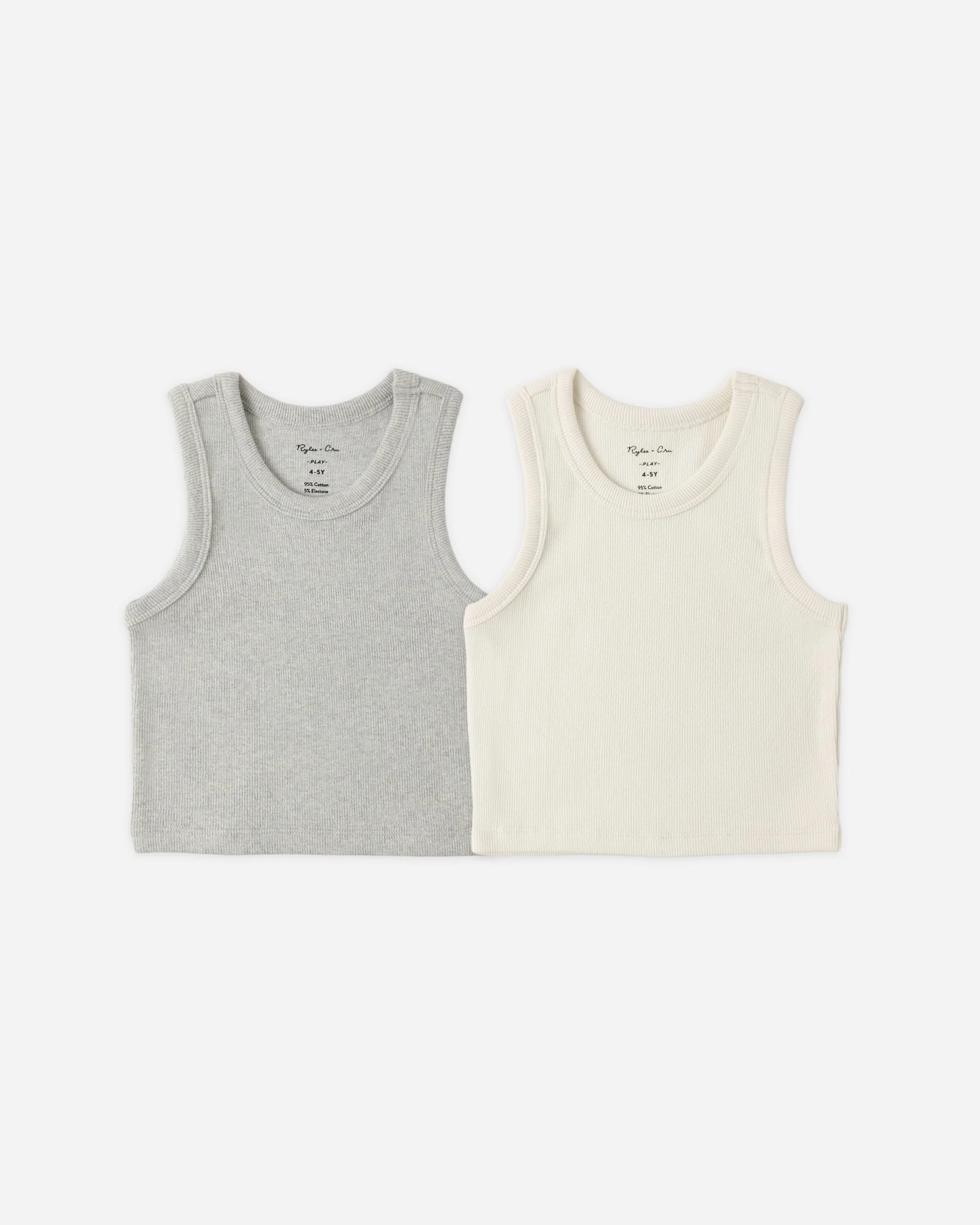 Ribbed Tank Set Ivory, Seafoam
