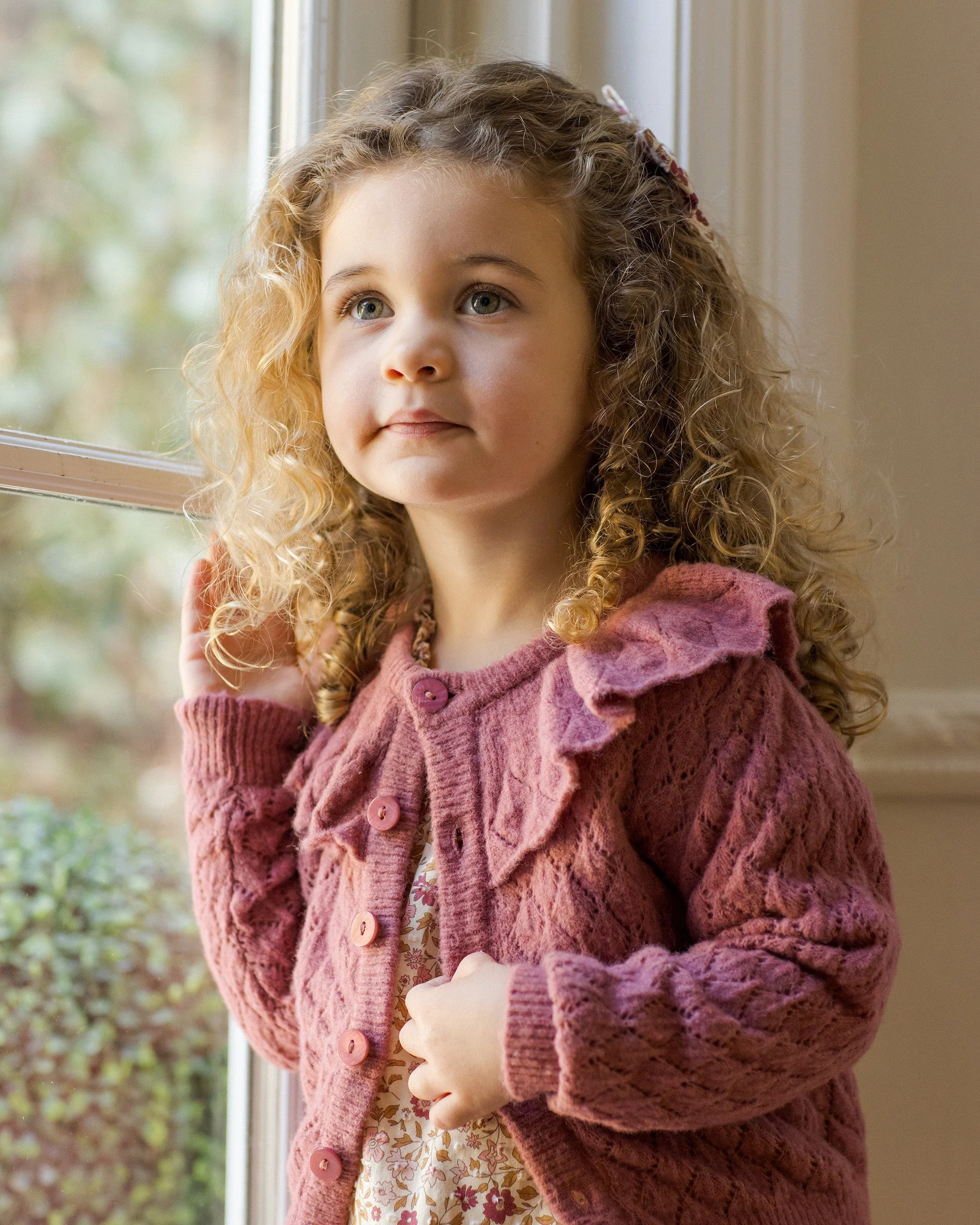 Ruffle Cardigan | Raspberry - Image 4