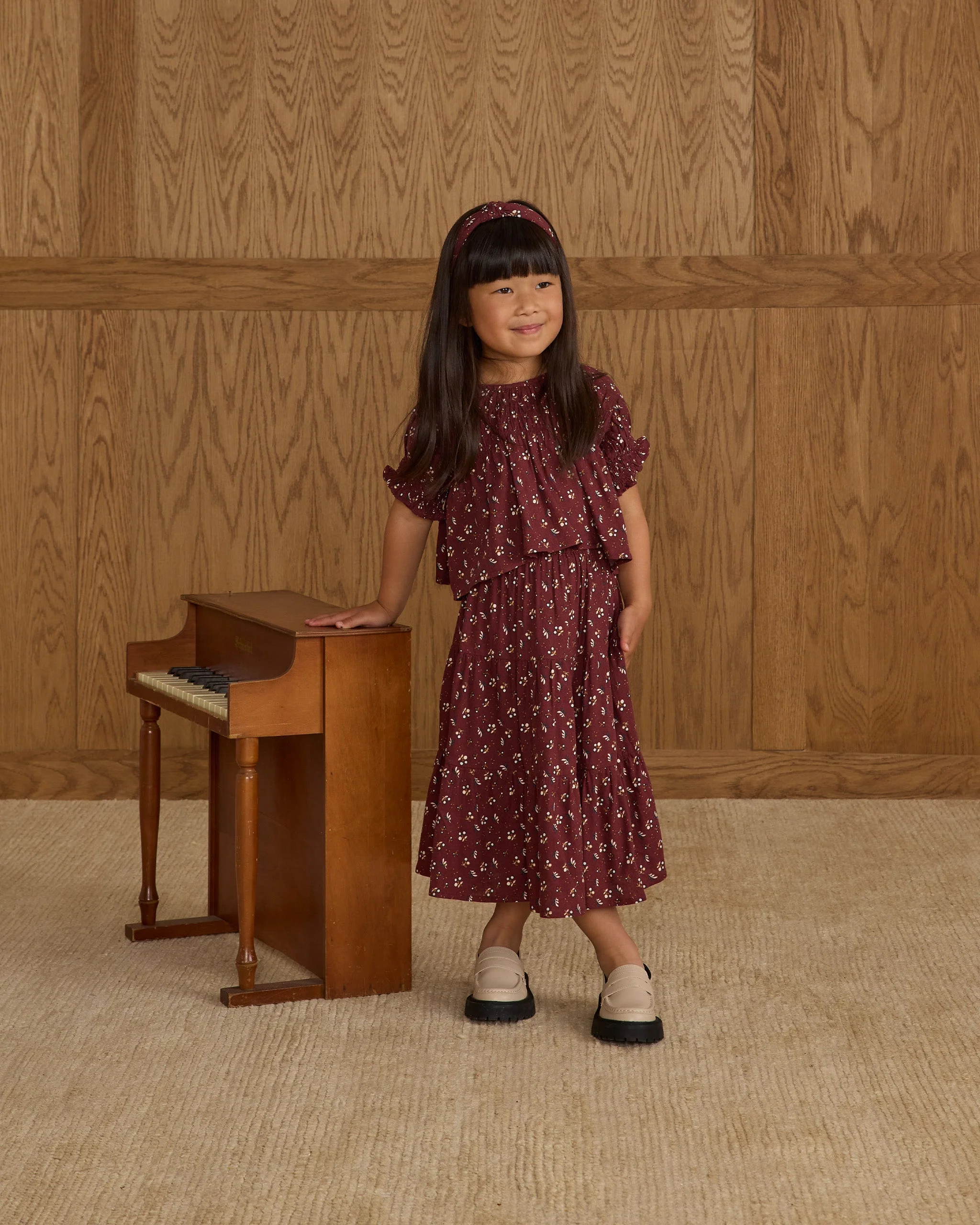 Ruffle Tiered Midi Skirt || Harvest Berry - Image 2
