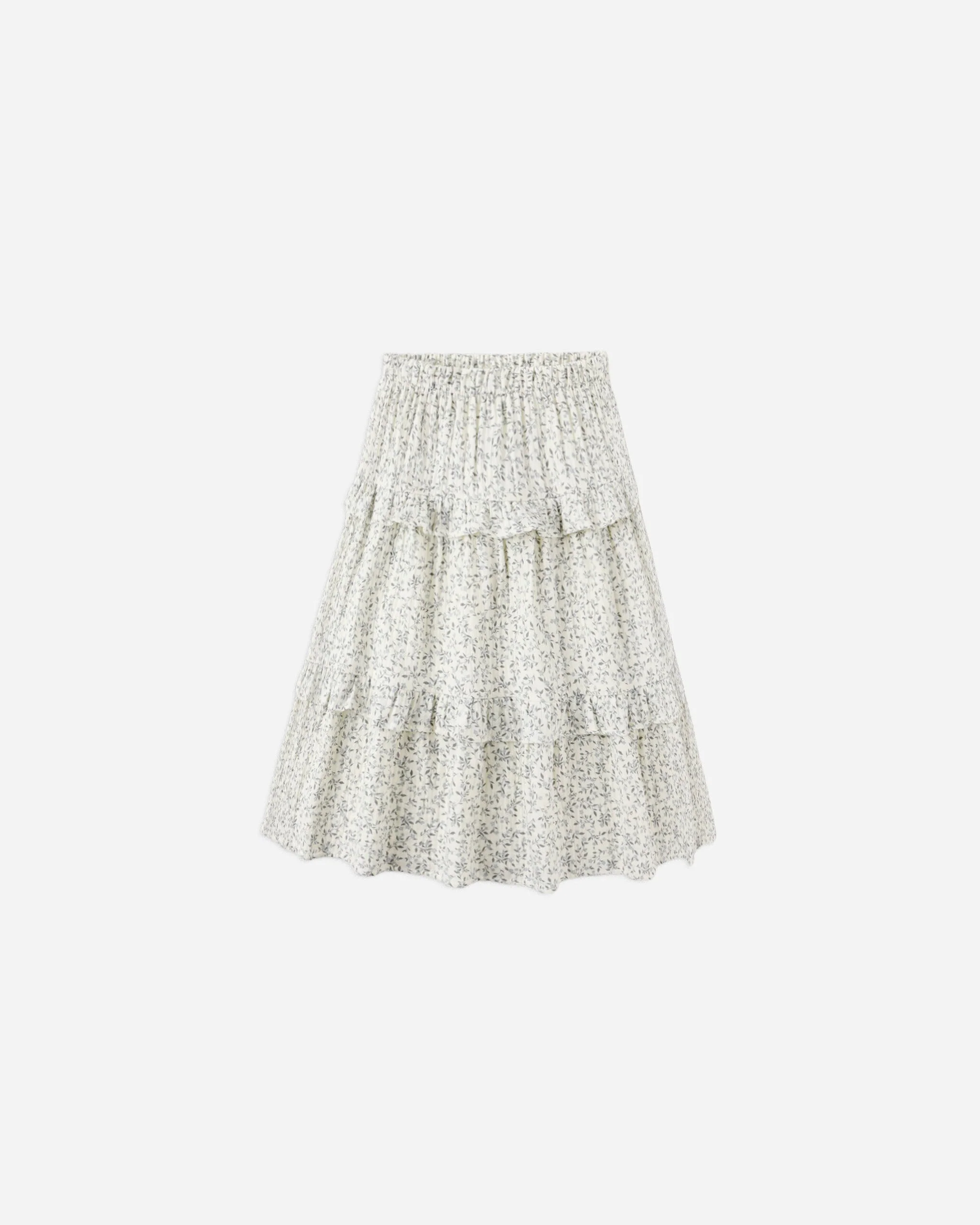 Ruffled Midi Skirt || Blue Vines
