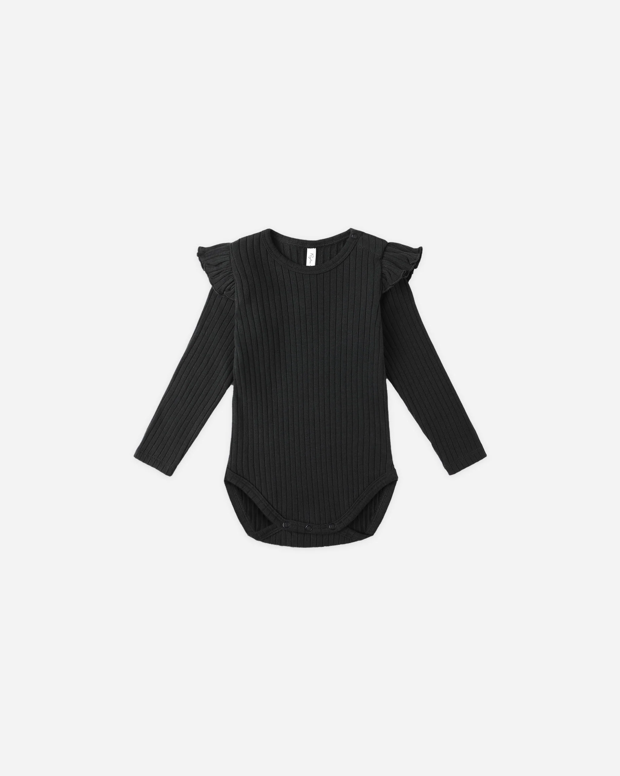 Shoulder Ruffle Bodysuit || Black