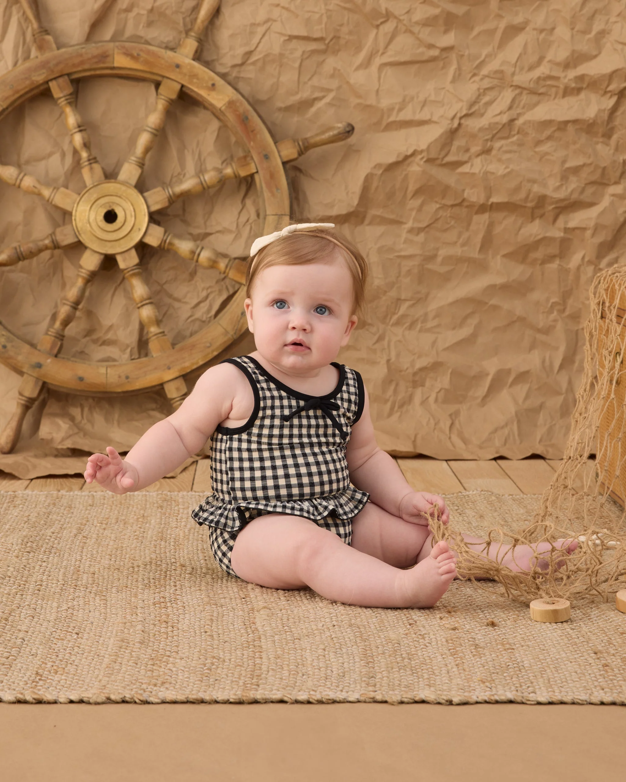 Skirted One-Piece Black Gingham - Image 2
