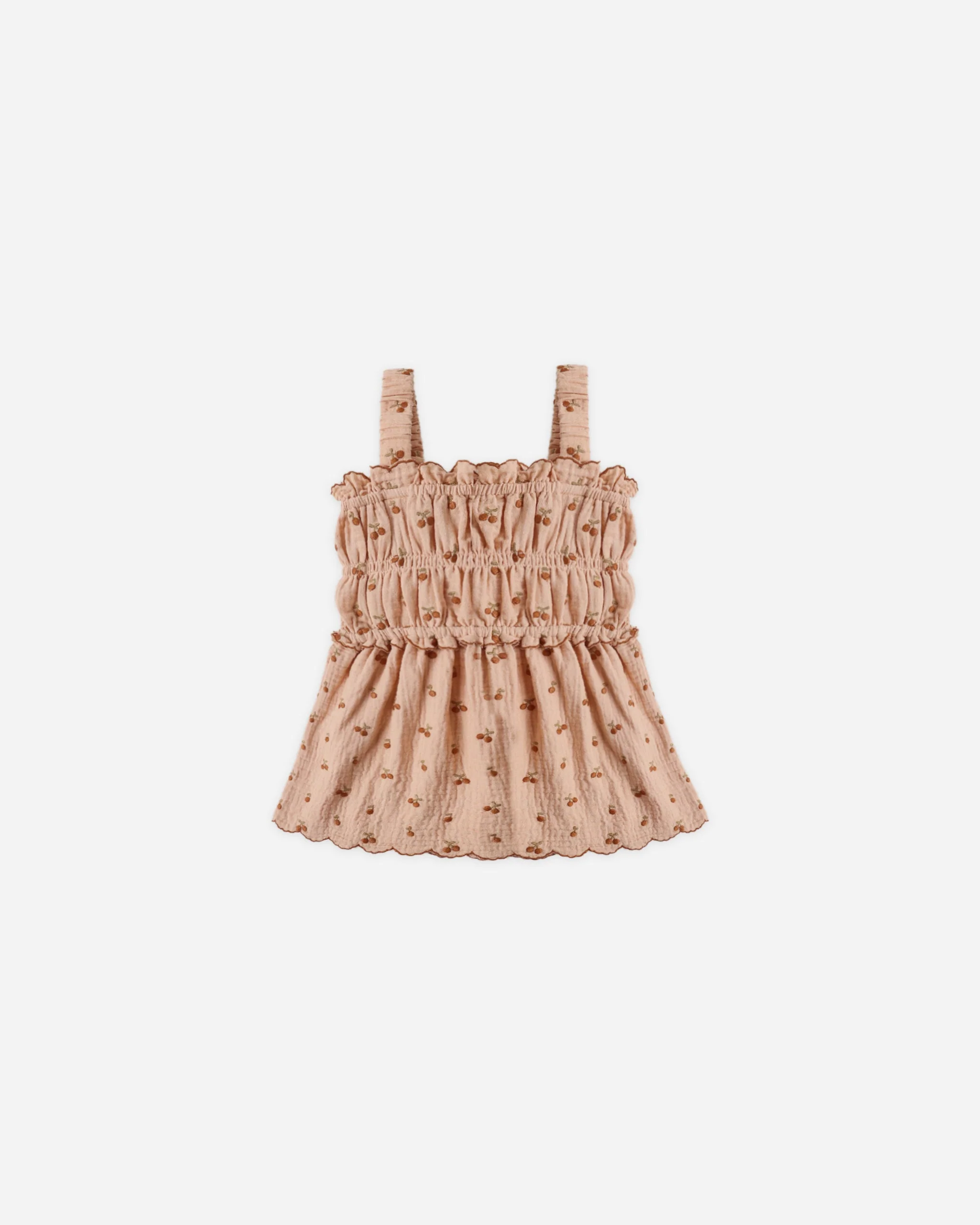 Smocked Tank Cherry Embroidery
