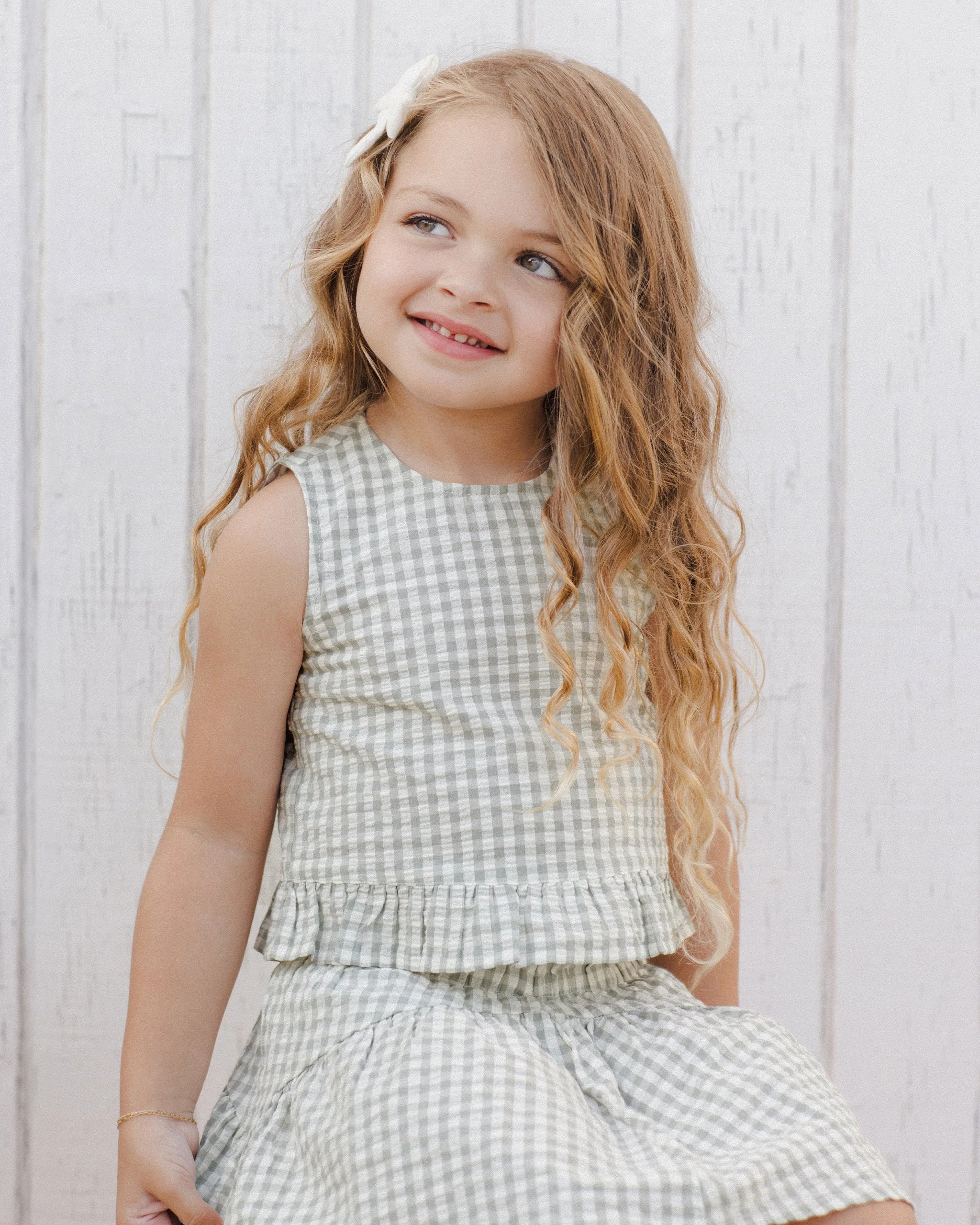 Sparrow Skirt || Eucalyptus Gingham - Image 3