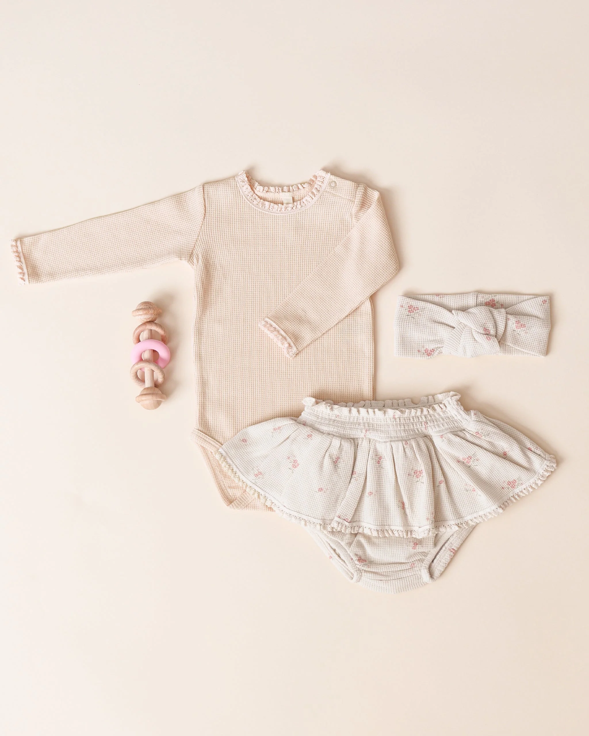 Waffle Long Sleeve Bodysuit || Antique - Image 2