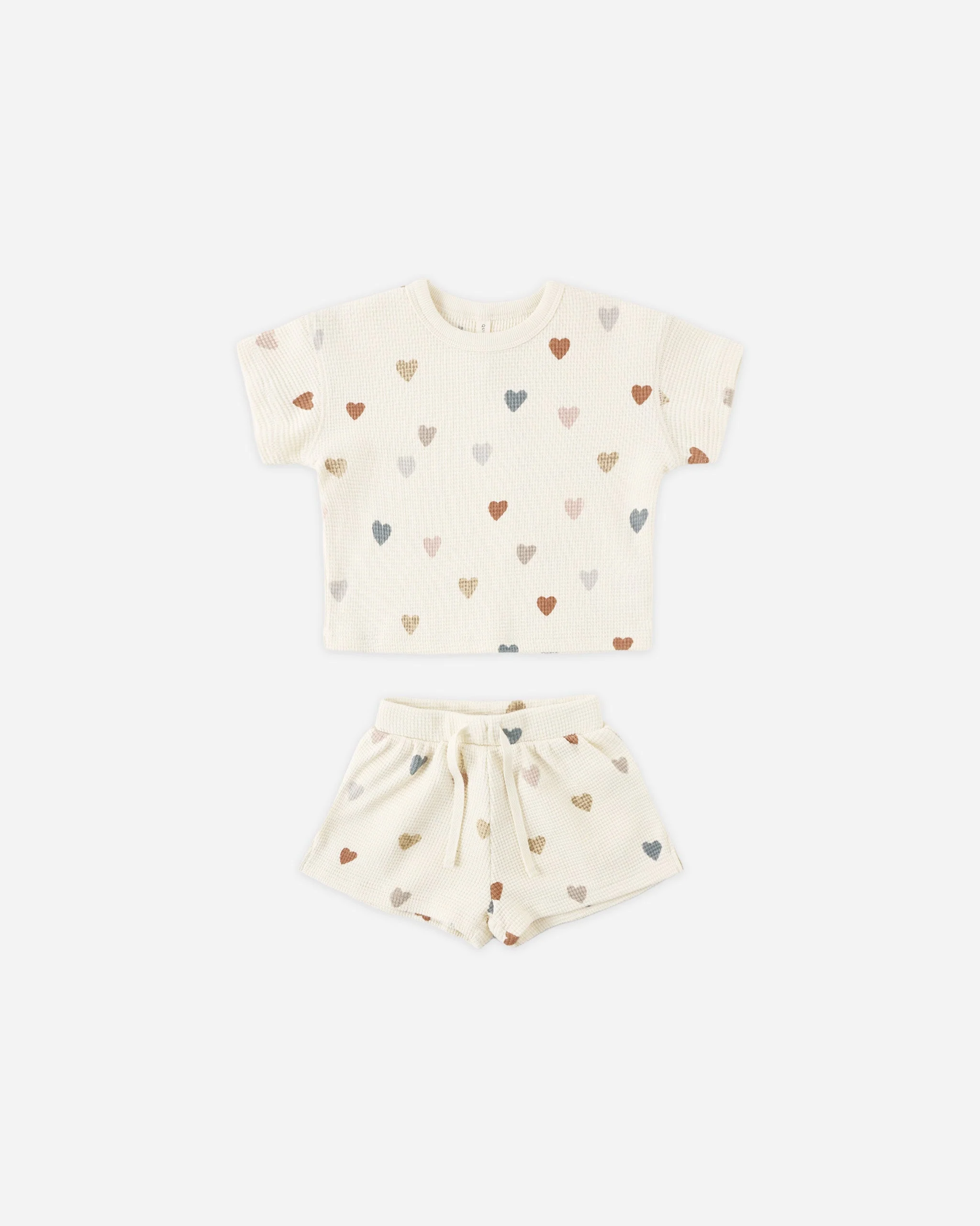 Waffle Tee + Short Set Confetti Hearts