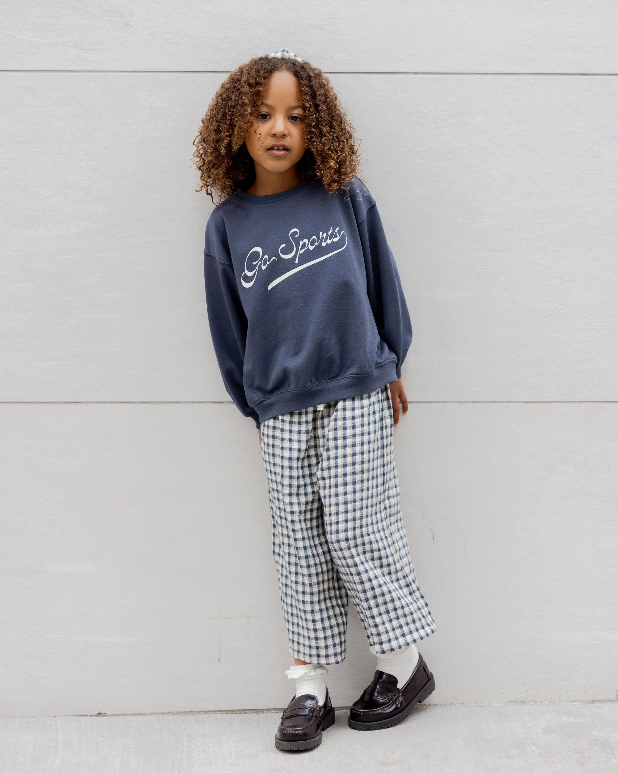 Wide Leg Pant || Navy Check - Image 3