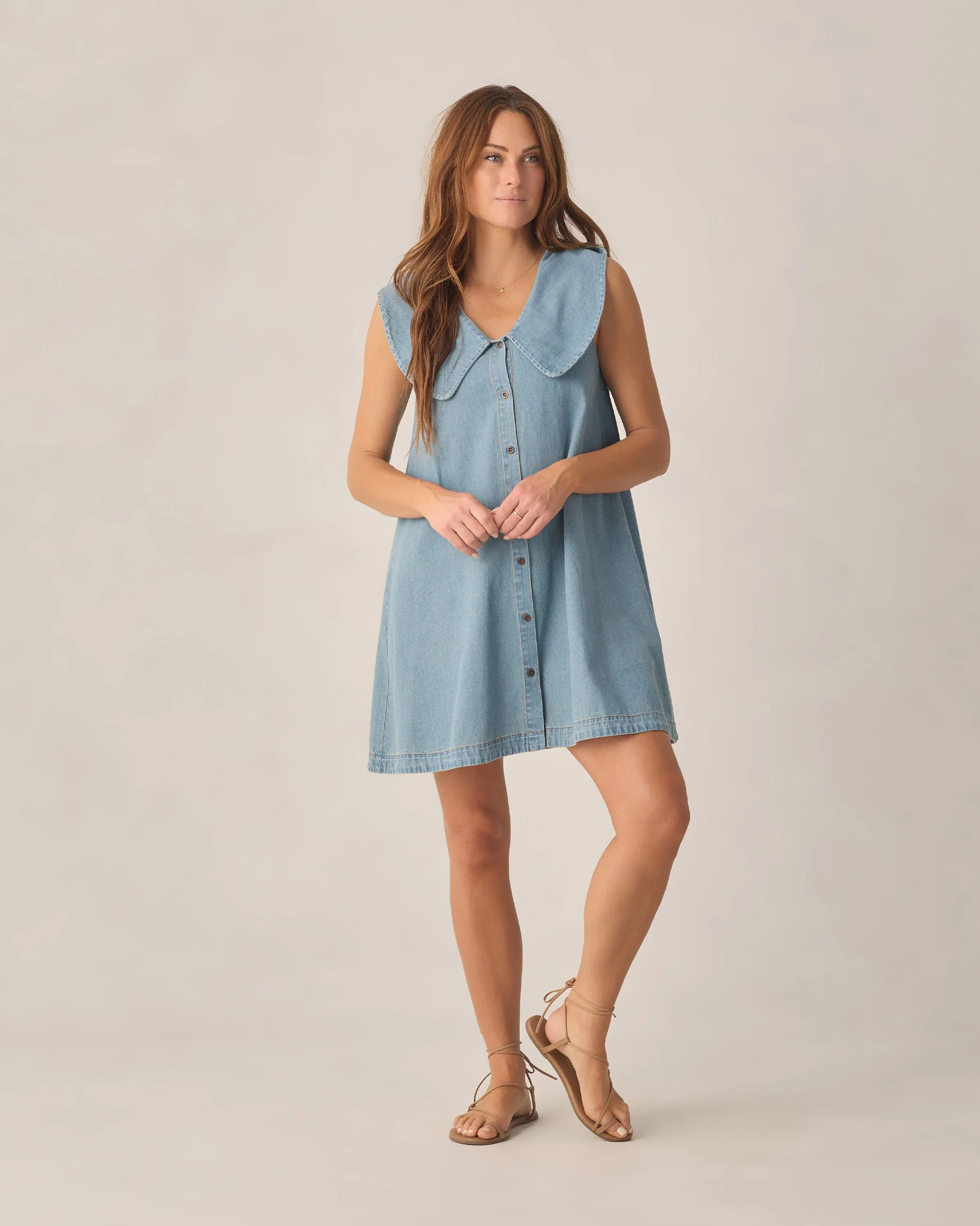 Women's Adria Dress Washed Blue - Image 4