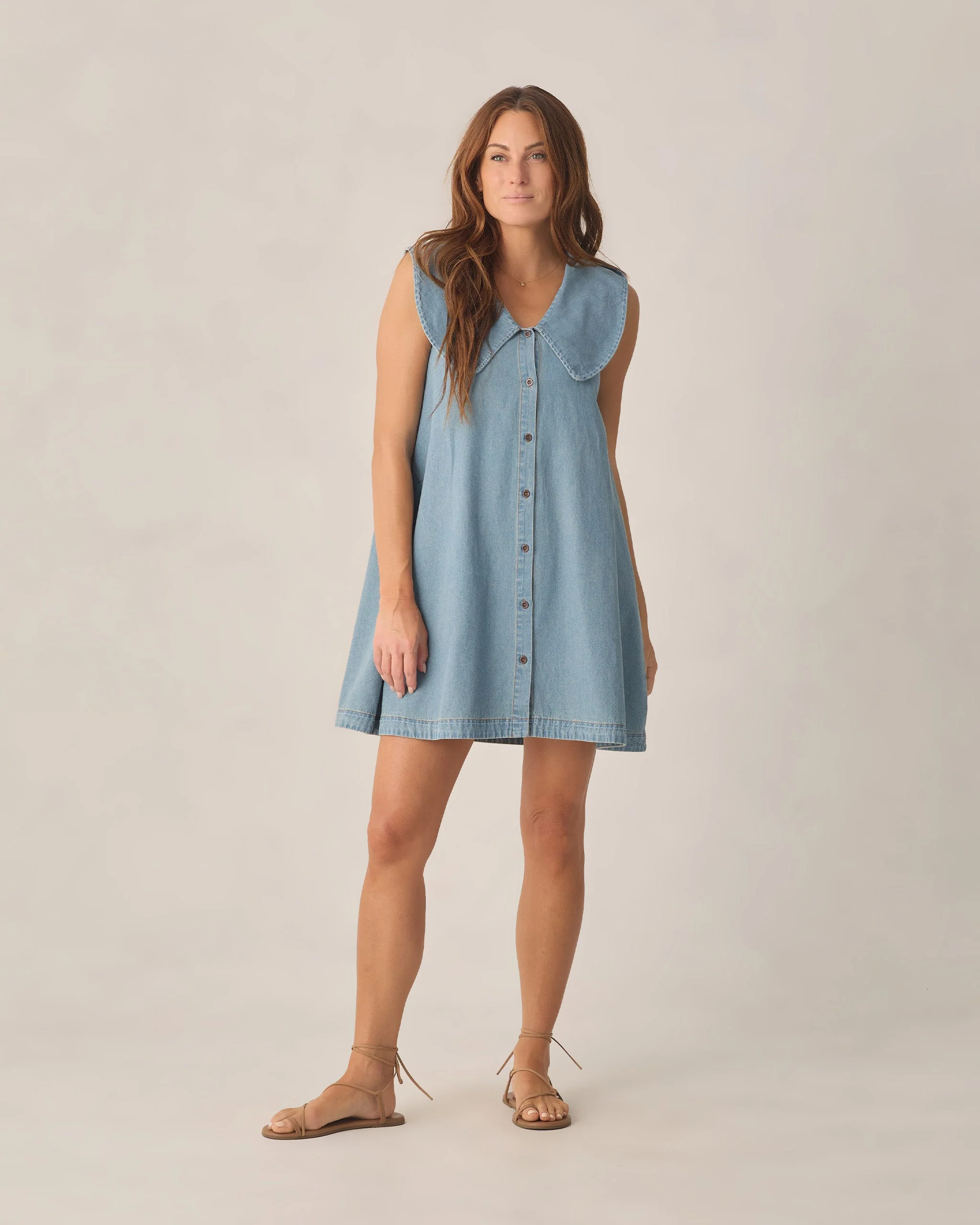 Women's Adria Dress Washed Blue - Image 5