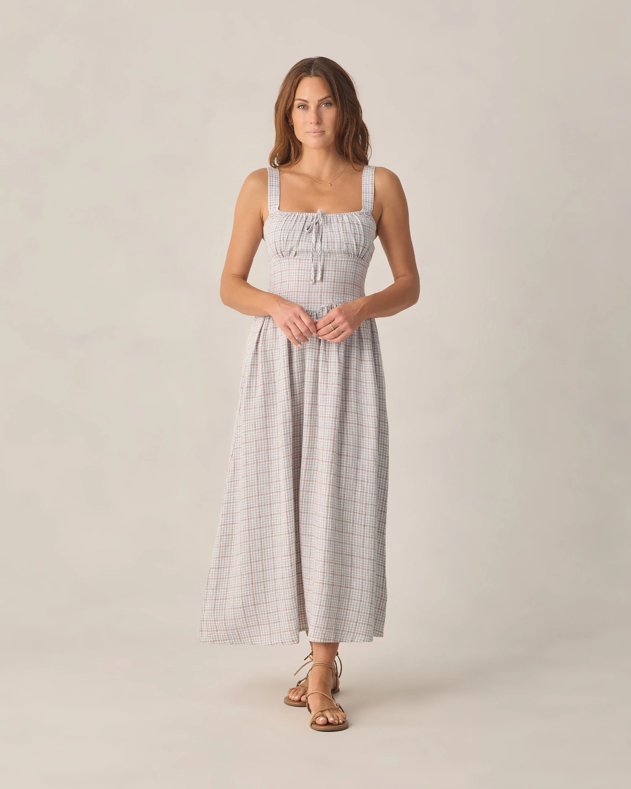 Women's Primrose Maxi Dress Light Blue Plaid