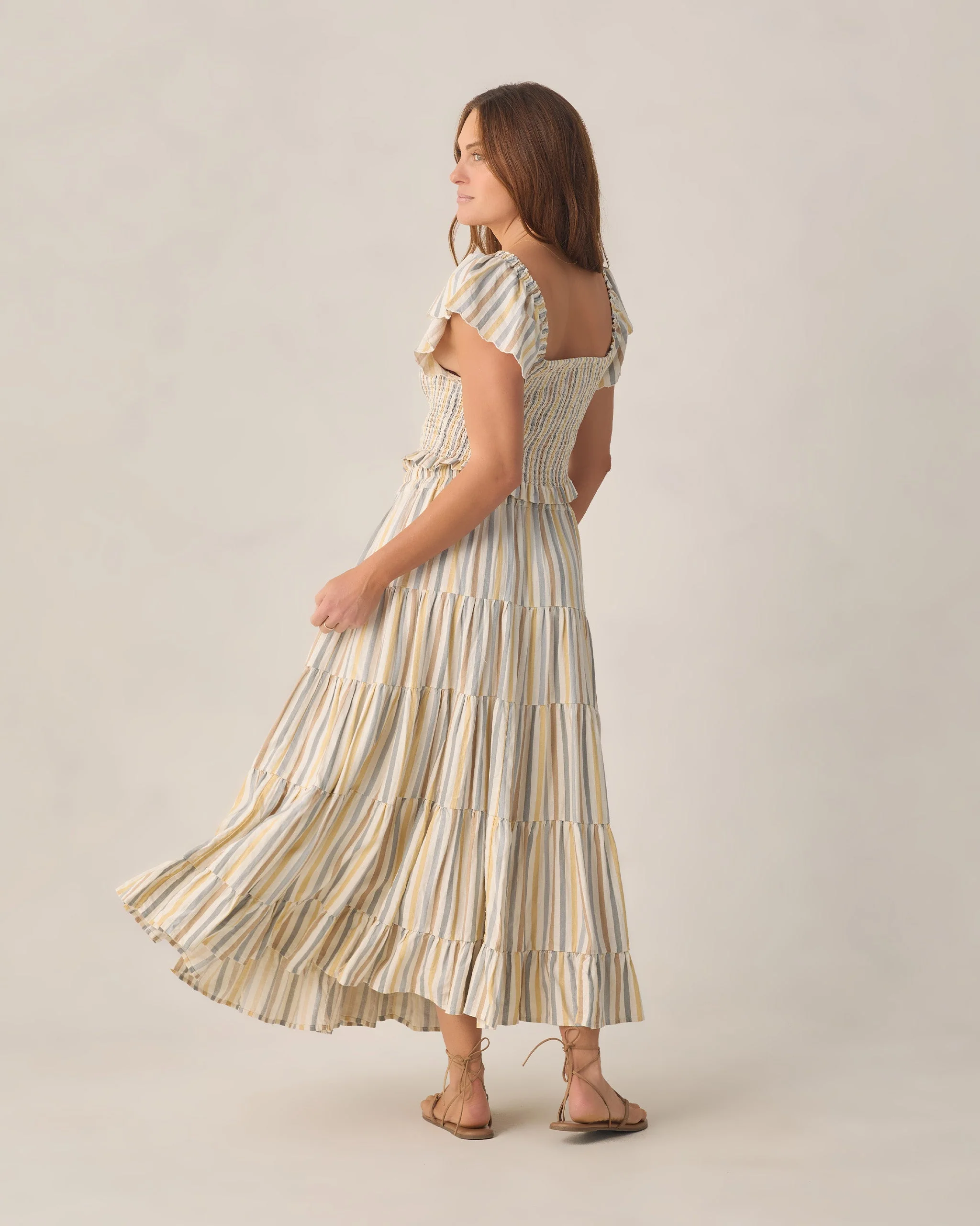 Women's Ruffle Tiered Maxi Skirt Valencia Stripe - Image 3