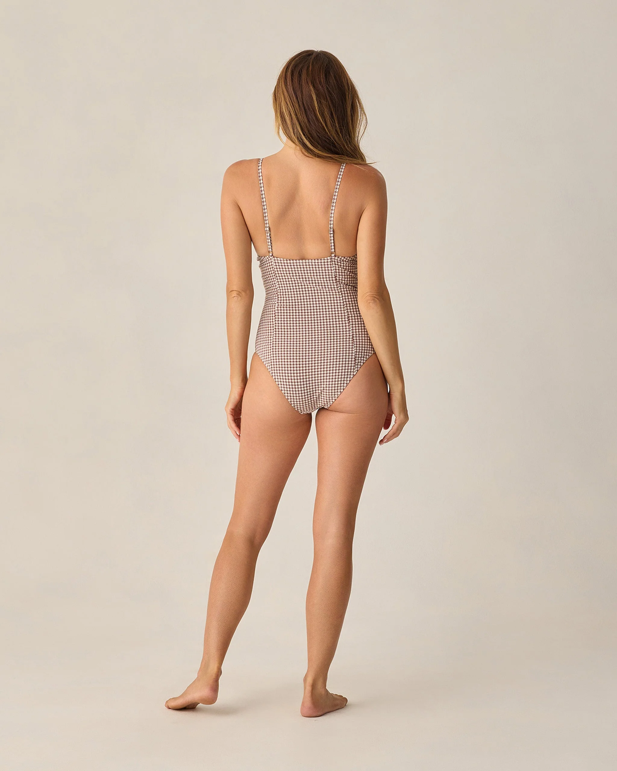 Women's Underwire One-Piece Chocolate Houndstooth - Image 2
