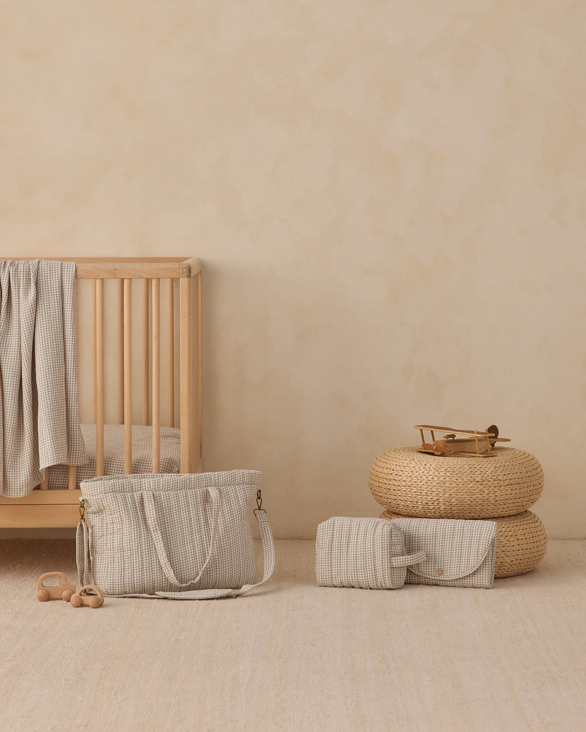 Woven Crib Sheet Sage Gingham - Image 2
