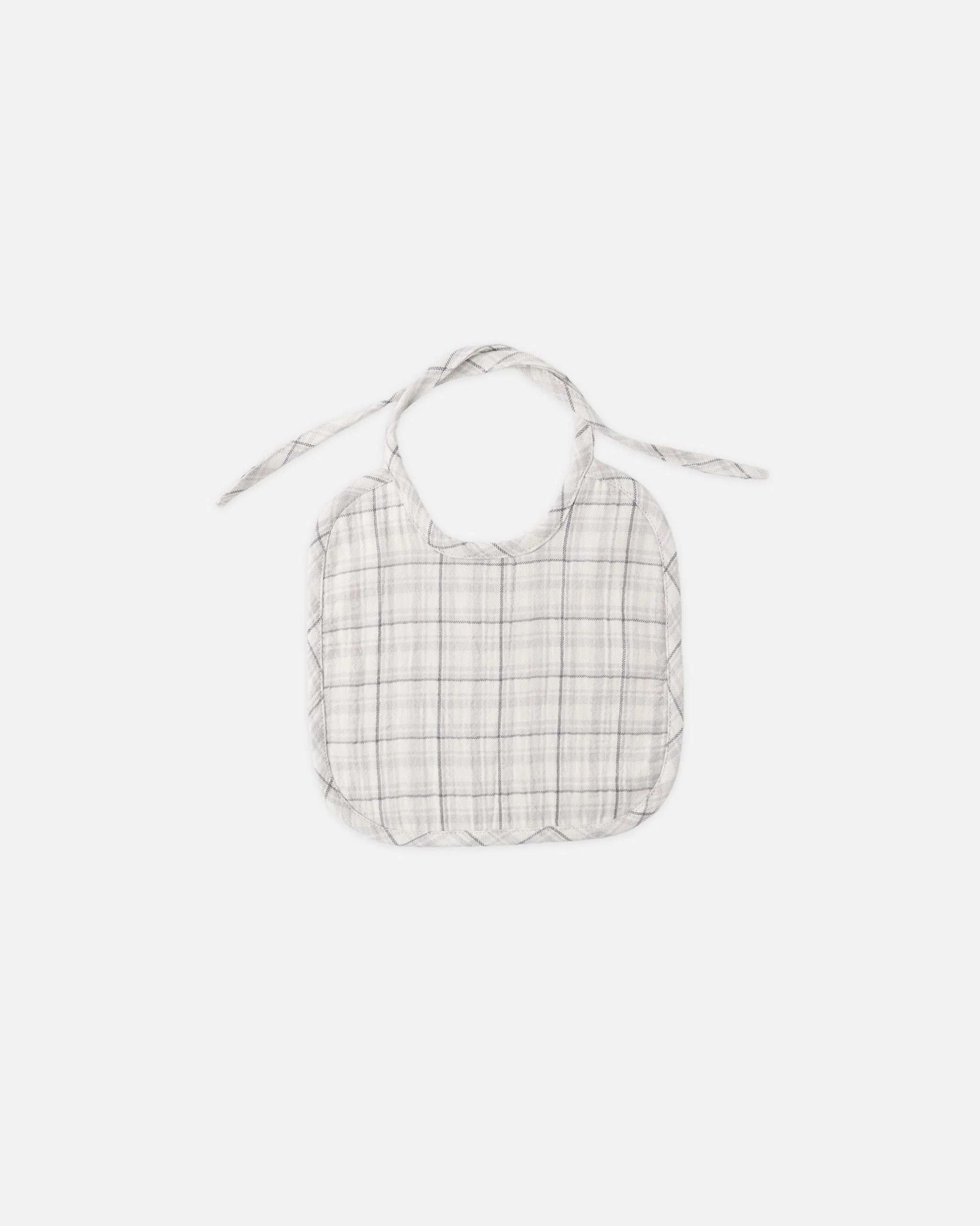 Woven Tie Bib Blue Plaid