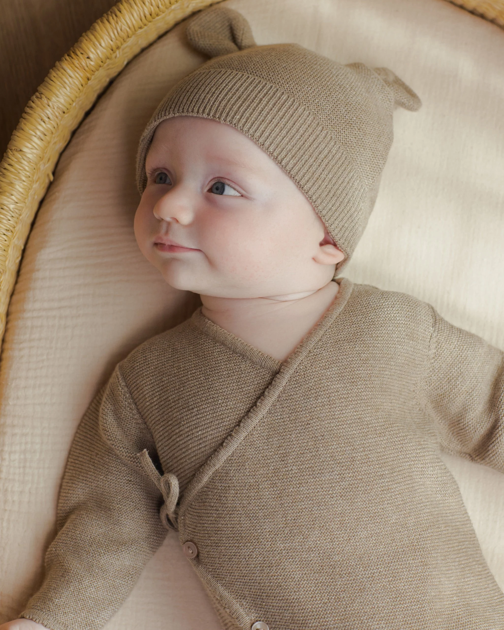 Wrap Knit Footie || Heathered Mocha - Image 3