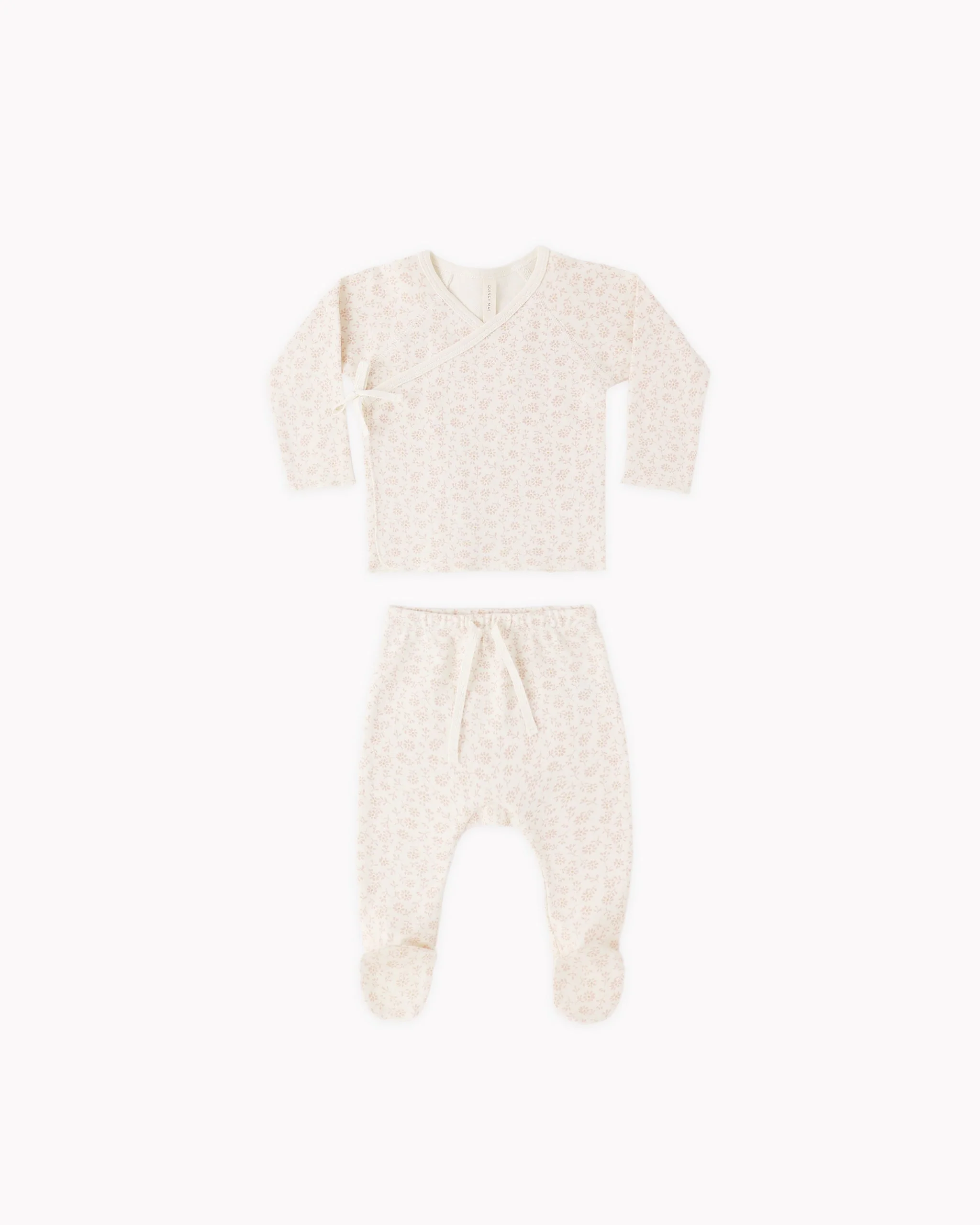 Wrap Top + Footed Pant Set Ditsy