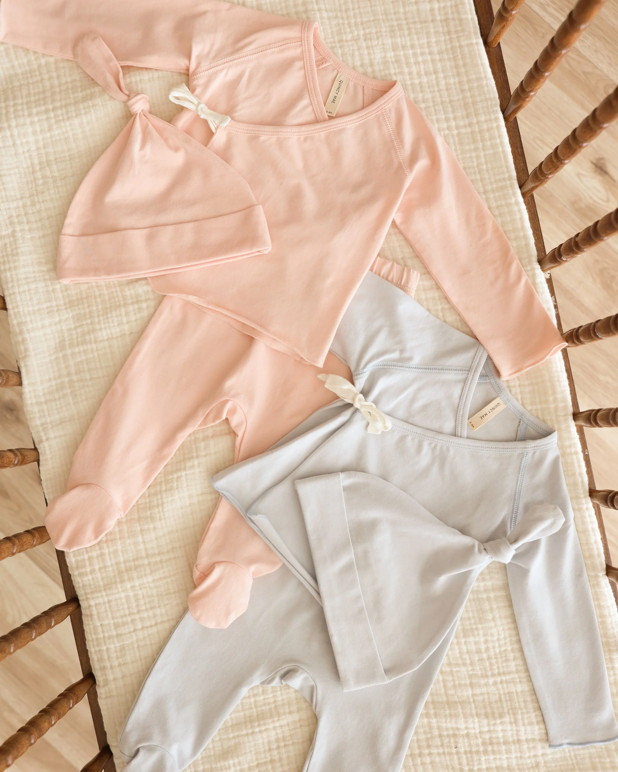 Wrap Top + Footed Pant Set || Fog - Image 6