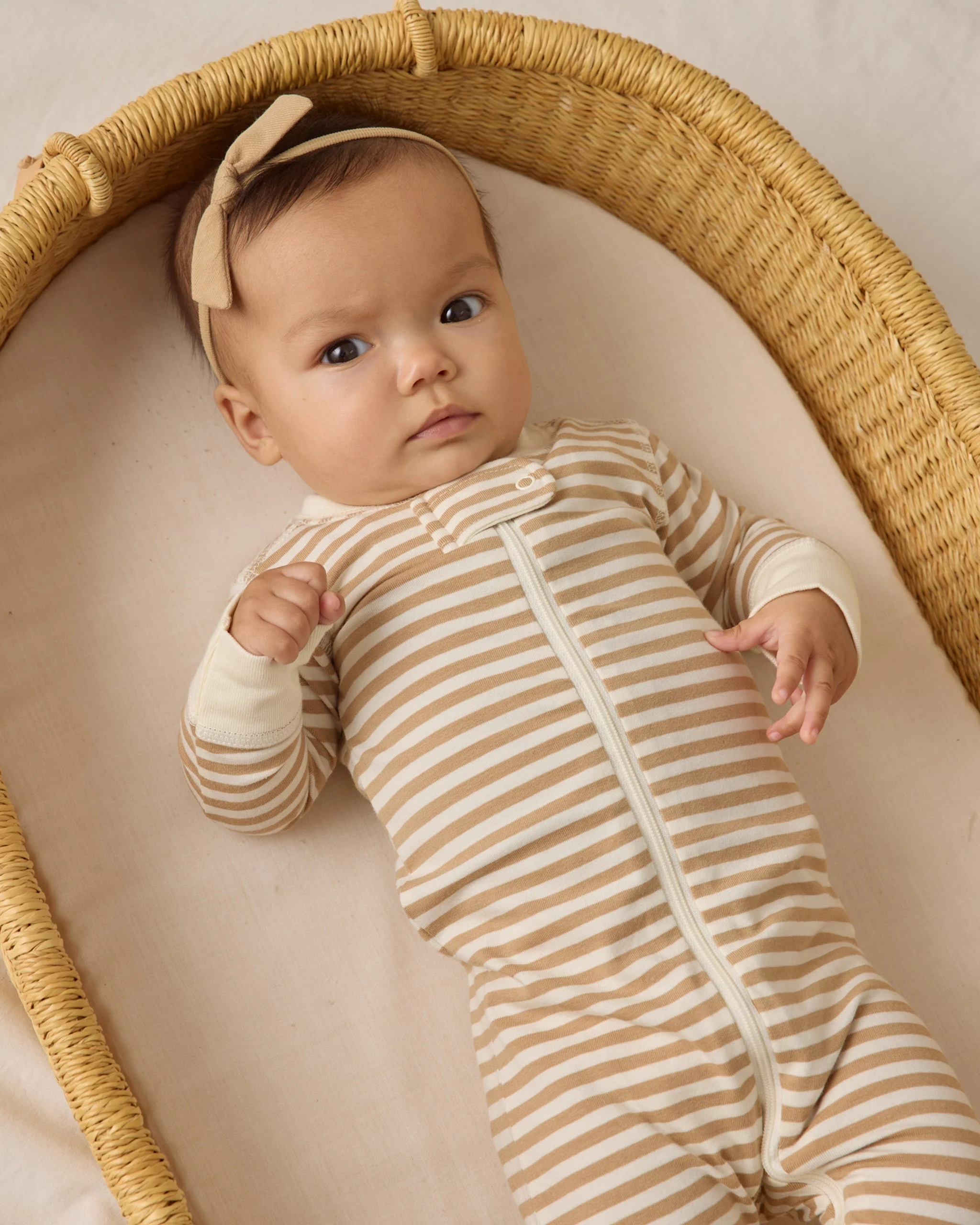Zip Long Sleeve Sleeper || Gold Stripe - Image 3