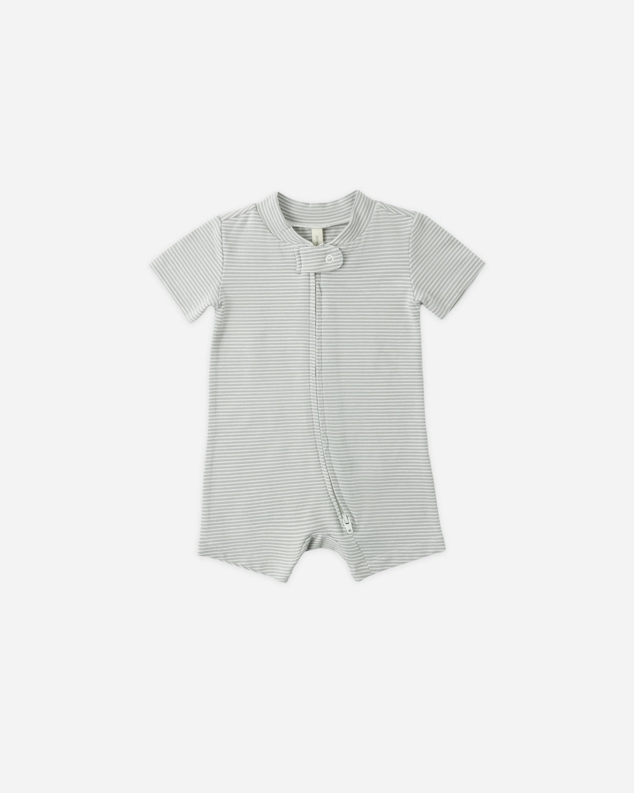 Zip Short Sleeve Sleeper Sage Micro Stripe